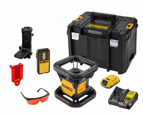 DeWALT DCE074D1R 18V Rotatie Laser Set Incl. Ontvanger In Koffer - Rood - 45m - IP54