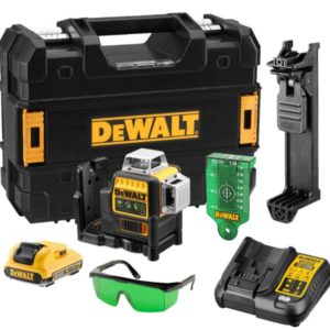 DeWALT DCE089D1G 10.8V Li-Ion Accu Zelfnivellerende 3x 360º Multilijnlaser Set (1x 2.0Ah Accu) In Koffer - 30m - Groen