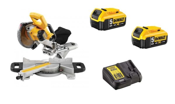 DeWALT DCS365P2 18V Li-Ion Accu Afkortzaag Set (2x 5