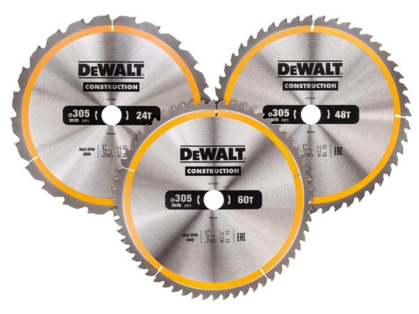 DeWALT DT1964 3 Delige Cirkelzaagbladen Set - 305 X 30 X 24t / 48t / 60t - Hout