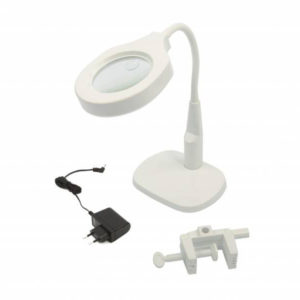 HBM 125 mm LED loupe lamp met voet en tafelklem