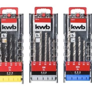 KWB Borenset 15-delig - 5x Hout / 5x HM / 5x HSS - in 3 casettes