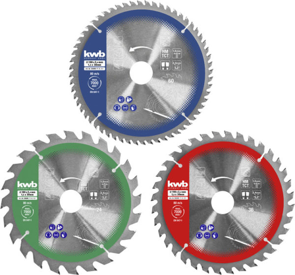 KWB Zaagblad Set 250 x 30 mm 40/60/80Tands