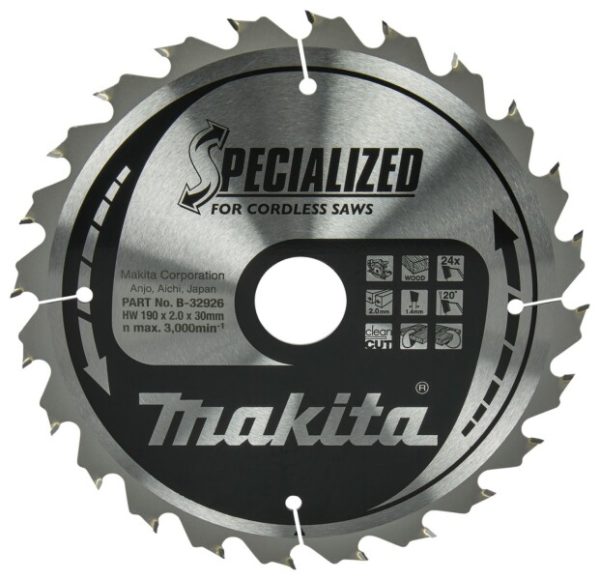 Makita B-32926 Specialized Cirkelzaagblad - 190 X 30 X 24T– Hout