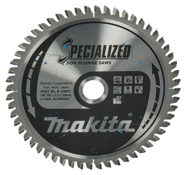 Makita B-33021 Specialized Invalzaagblad - 165 X 20 X 56T - Aluminium