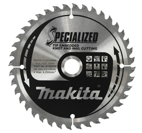 Makita B-40602 Specialized Cirkelzaagblad - 216 X 30 X 24T - Hout / Epoxy / Aluminium / Kunststof