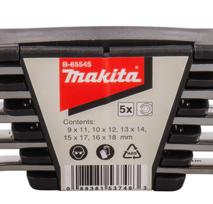 Makita B-65545 5-delige Ringsleutelset Open - 9-18mm