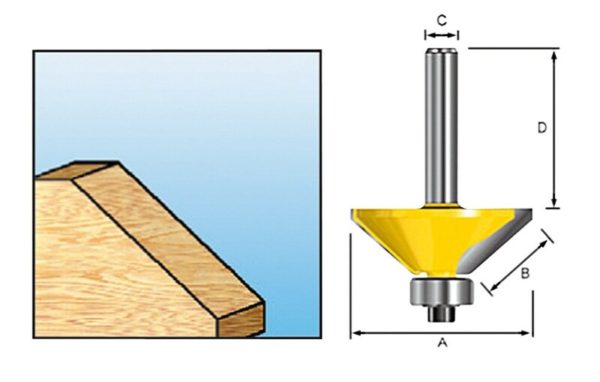 Makita D-09488 Fasefrees Met Kogellager - 45° - 26mm - 6mm