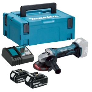 Makita DGA452RTJ 18V Li-ion Accu Haakse Slijper Set (2x 5.0Ah Accu) In Mbox - 115mm