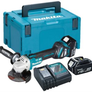 Makita DGA513RTJ 18V Li-Ion Accu Haakse Slijper Set (2x 5.0Ah Accu) In Mbox - 125mm - Koolborstelloos