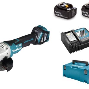 Makita DGA517RTJ 18V Li-Ion Accu Haakse Slijper Incl. ADT Set (2x 5.0Ah Accu) In Mbox - 125mm - Koolborstelloos