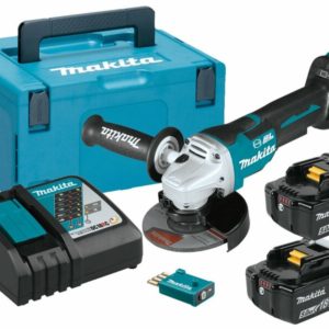 Makita DGA518RTJU 18V Li-Ion Accu AWS Haakse Slijper Set (2x 5.0Ah Accu) In Mbox - 125mm - Koolborstelloos