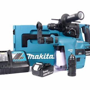 Makita DHR243RTJV 18V Li-Ion Accu SDS-plus Combihamer Incl. Snelspanboorkop En Stofafzuiging Set (2x 5.0Ah Accu) In Mbox - 2J - Koolborstelloos