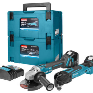 Makita DLX2154TJ1 18V Li-Ion Accu Haakse Slijper (DGA504)&Multitool (DTM51) Combiset (2x 5.0Ah Accu) In 2 X Mbox