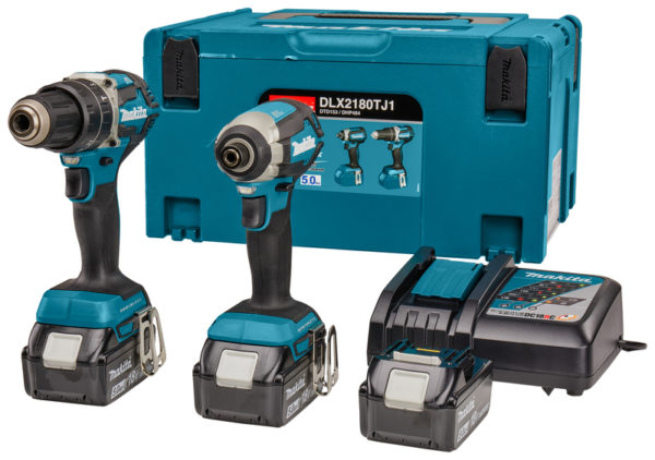 Makita DLX2180TJ1 18V Li-Ion Accu Klop-/schroefmachine (DHP484)&Slagschroevendraaier (DTD153) Combiset (3x 5