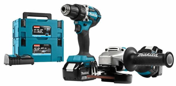 Makita DLX2190TJ1 18V Li-Ion Accu DDF484 Accuboormachine&DGA504 Accu Slijper Combiset (2x 5.0Ah Accu) In MBox