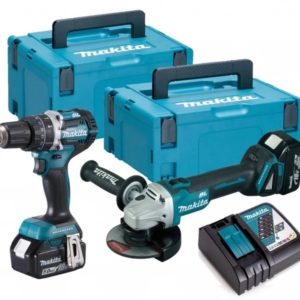 Makita DLX2210TJ1 18V Li-Ion Accu Klopboor-/schroefmachine (DHP484Z)&Haakse Slijper (DGA506) Combiset (2x 5Ah Accu) In Mbox