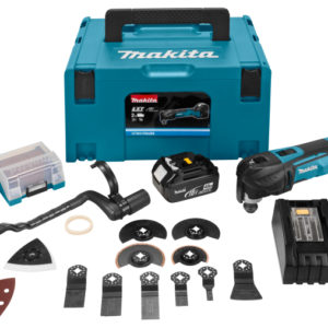 Makita DTM51RT1J3 18V Li-Ion Accu Multitool Set (1x 5.0Ah Accu) + 41 Delige Accessoireset In Mbox - Snelwissel