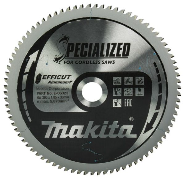 Makita E-06323 Efficut Afkortzaagblad - 260 X 30 X 81T - Aluminium