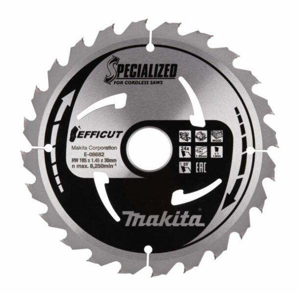 Makita E-08682 Cirkelzaagblad - Efficut - 185x30x24T - Hout