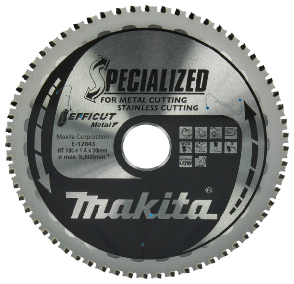 Makita E-12843 Efficut Cirkelzaagblad RVS/Staal - 185x30x1