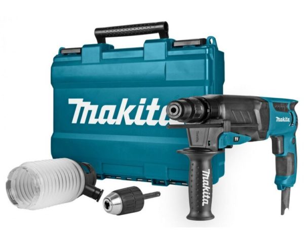 Makita HR2630X2 SDS-plus Combihamer Incl. Snelspanboorkop&Stofafzuigset In Koffer - 800W - 2