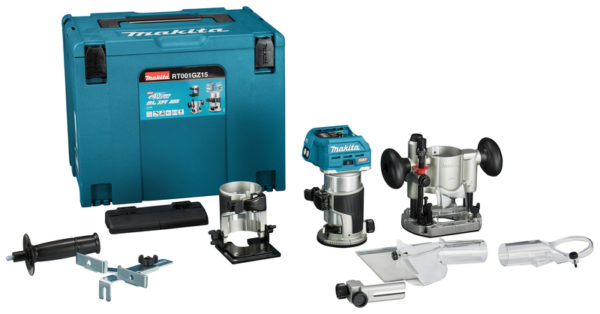 Makita RT001GZ15 XGT 40V Max Li-ion Accu Boven- En Kantenfrees Body Met Diverse Voeten In Mbox Met Geleiderail Adapter