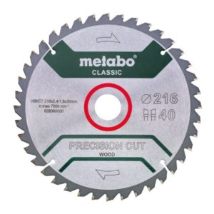 Metabo 628060000 Precision Cut Cirkelzaagblad - 216 X 30 X 40T - Hout / MDF