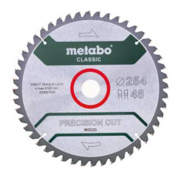 Metabo 628061000 Precision Cut Cirkelzaagblad - 254 X 30 X 48T - Hout