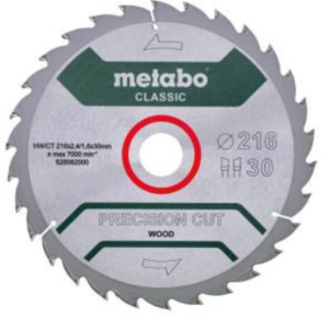 Metabo 628062000 Precision Cut Cirkelzaagblad - 216 X 30 X 30T - Hout