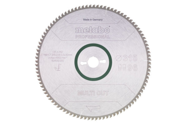 Metabo 628092000 Cirkelzaagblad HW/CT - 315 X 2.8 X 30mm - 96 FZ/TR - Hout / MDF