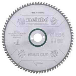 Metabo 628223000 Multi Cut Cirkelzaagblad - 254 X 30 X 80T Hout / Epoxy / Aluminium / Kunststof