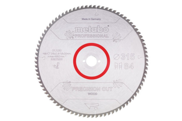 Metabo 628225000 Precision Cut Cirkelzaagblad - 315 X 30 X 84T - Hout / MDF