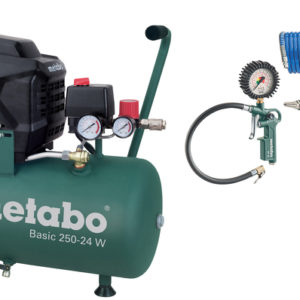 Metabo Basic 250-24 W Compressor + LPZ 4 Toebehorenset - 1500W - 8 Bar - 24L - 95 L/min