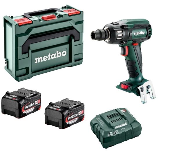 Metabo SSW 18 LTX 400 BL 18V Li-Ion Accu Slagmoersleutel Set (2x 4.0Ah Li-Power Accu) In MetaBox - 400Nm - 1/2"- Koolborstelloos