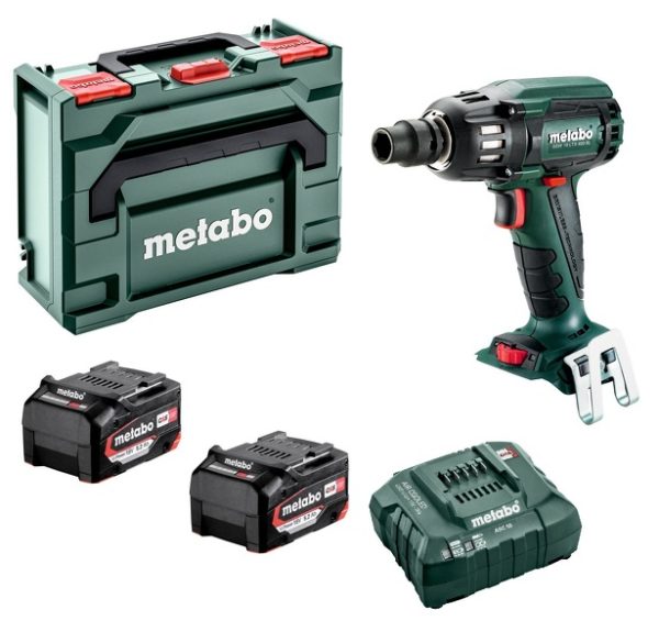 Metabo SSW 18 LTX 400 BL 18V Li-Ion Accu Slagmoersleutel Set (2x Li-Power 5.2Ah Accu) In MetaBOX - 400Nm - 1/2"- Koolborstelloos