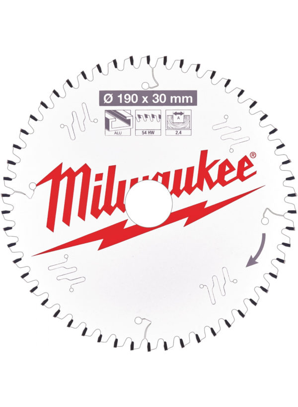 Milwaukee Cirkelzaagblad 190mm X 30 X 2.4mm  (54TF Tanden) Aluminium