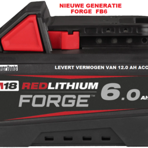 Milwaukee FORGE Accu Li-Ion M18 FB6 18V 6.0Ah.Levert Vermogen Van 12.0 AH Accu