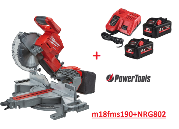 Milwaukee M18 FMS190-0 Accu Afkortzaag +2x 8.0Ah Accu En Lader