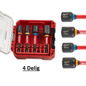 Milwaukee Slagvaste Doppen Set 1/4 ShockwaveØ 7 / 8 / 10 / 13 Mm