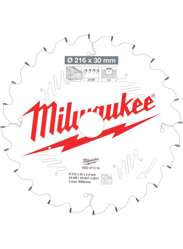 Milwaukee Zaagblad 216 X 30 Mm Voor Hout (24 Tanden)