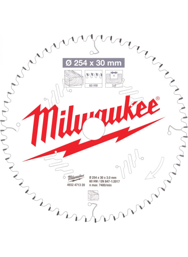 Milwaukee Zaagblad 254 X 30 Mm Voor Hout (60 Tanden)