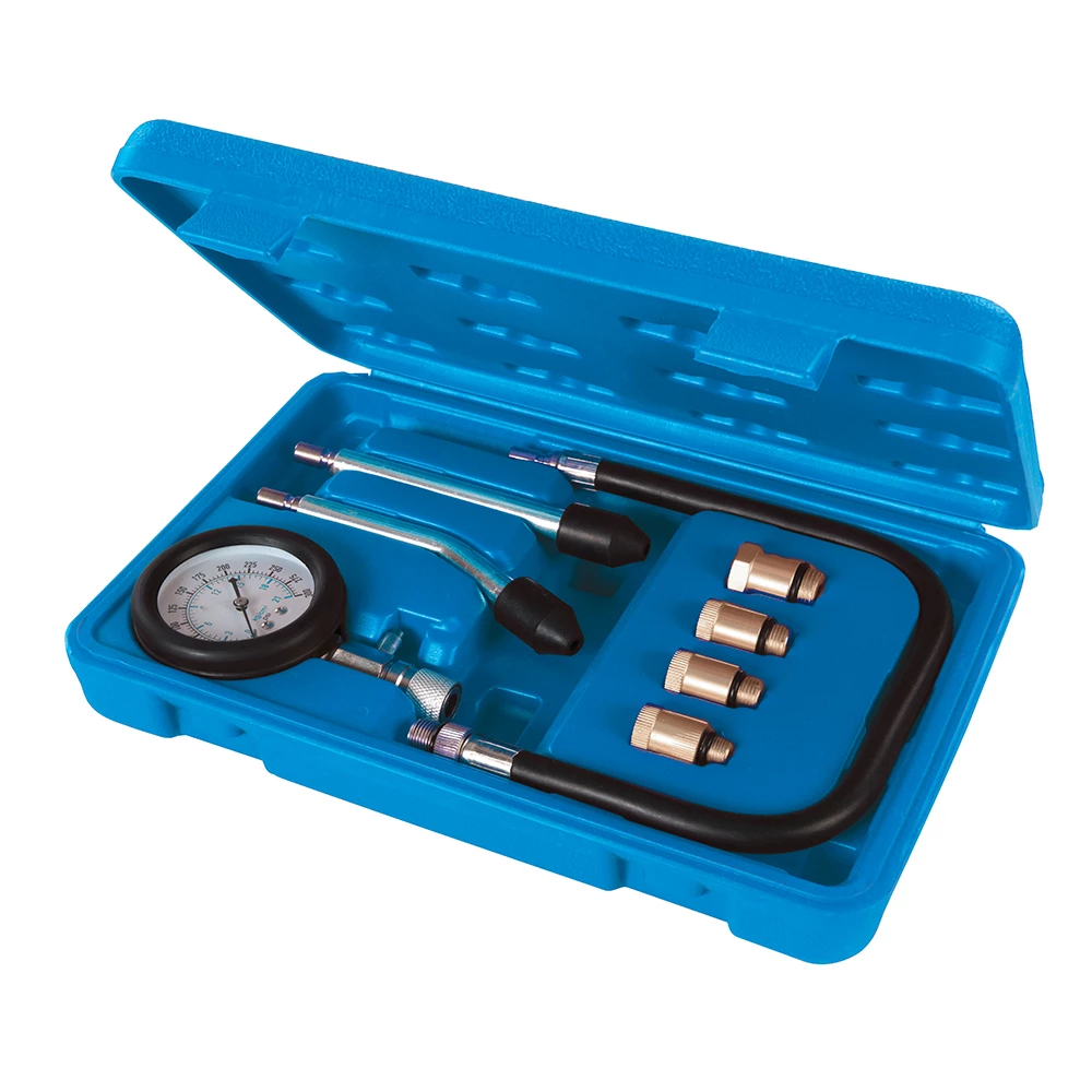 Silverline - 8-delige compressietester set voor benzinemotoren