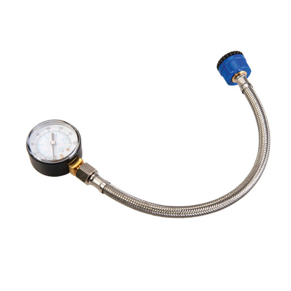 Silverline Waterdrukmeter met Roestvrijstalen Slang - 0 t/m 11 Bar