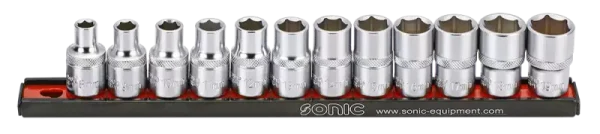 Sonic 301201 12-delige Doppenset 1/2"6-kant Op Rail 8-19 Mm