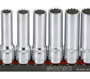 Sonic 301204 10-delige Doppenset 1/2"12-kant Lang Op Rail 8-19 Mm