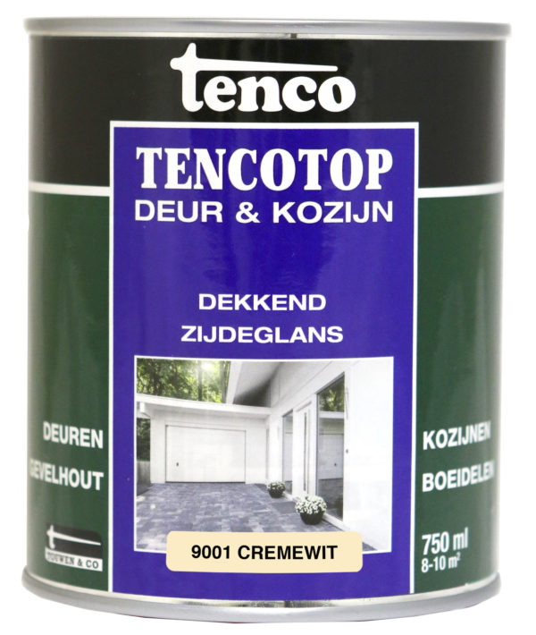 Tencotop Deur&Kozijn Dekkend Zijdeglans RAL 9001 Crème Wit - 750 ml